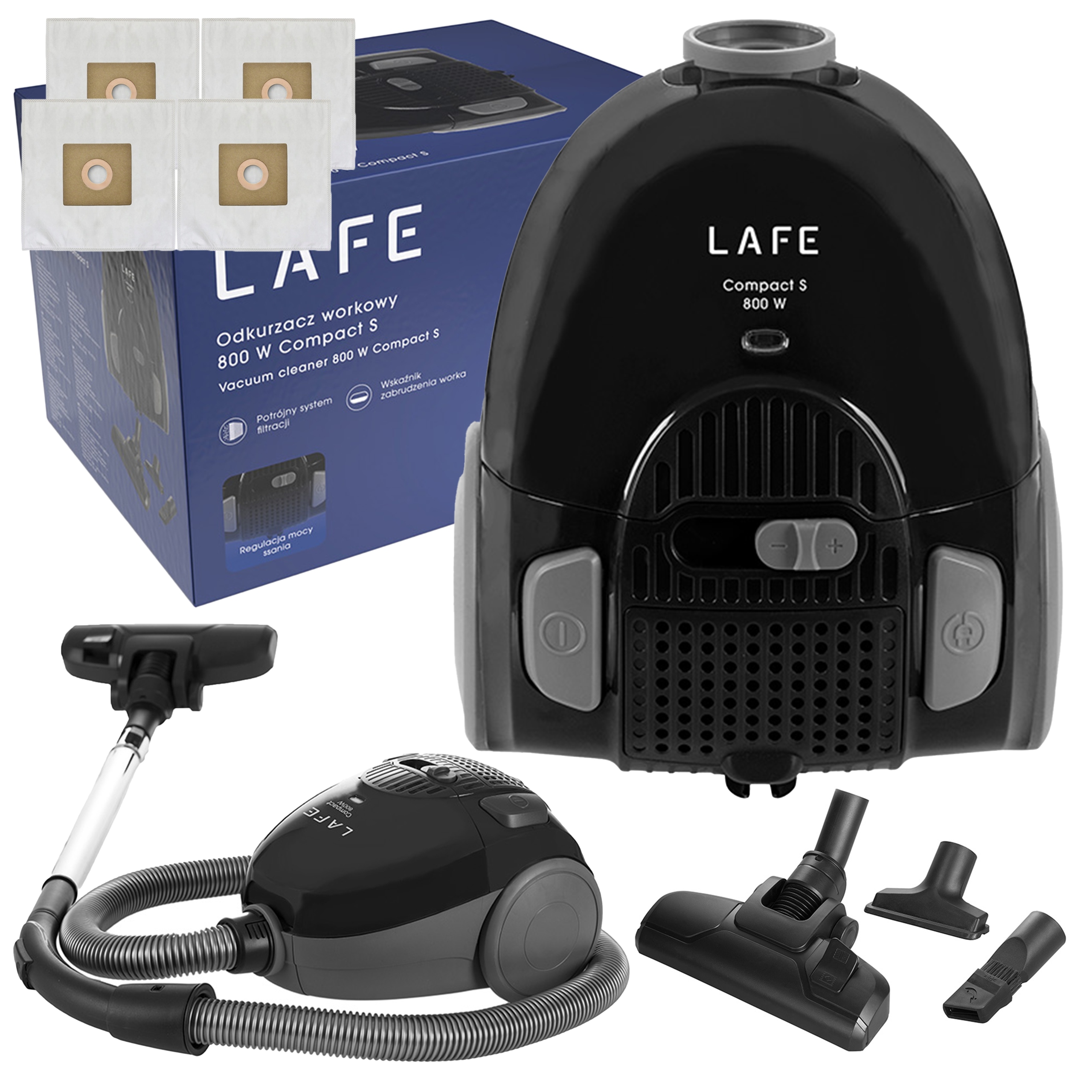 Odkurzacz Workowy Tradycyjny Do Dywanów Paneli Mocny 800W Worki