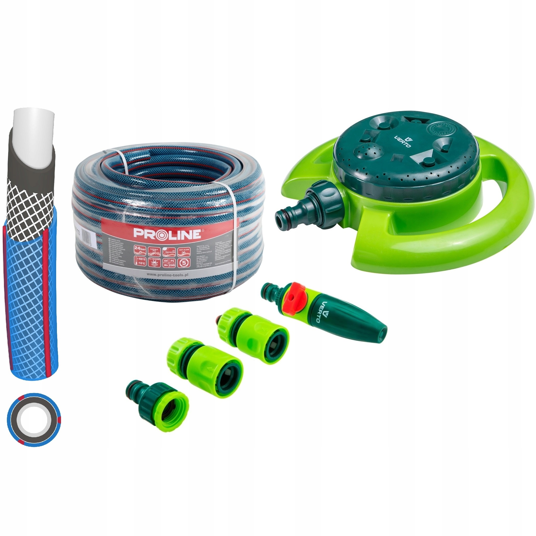 WĄŻ OGRODOWY 1/2" 20m 5 LAT zraszacz złączki