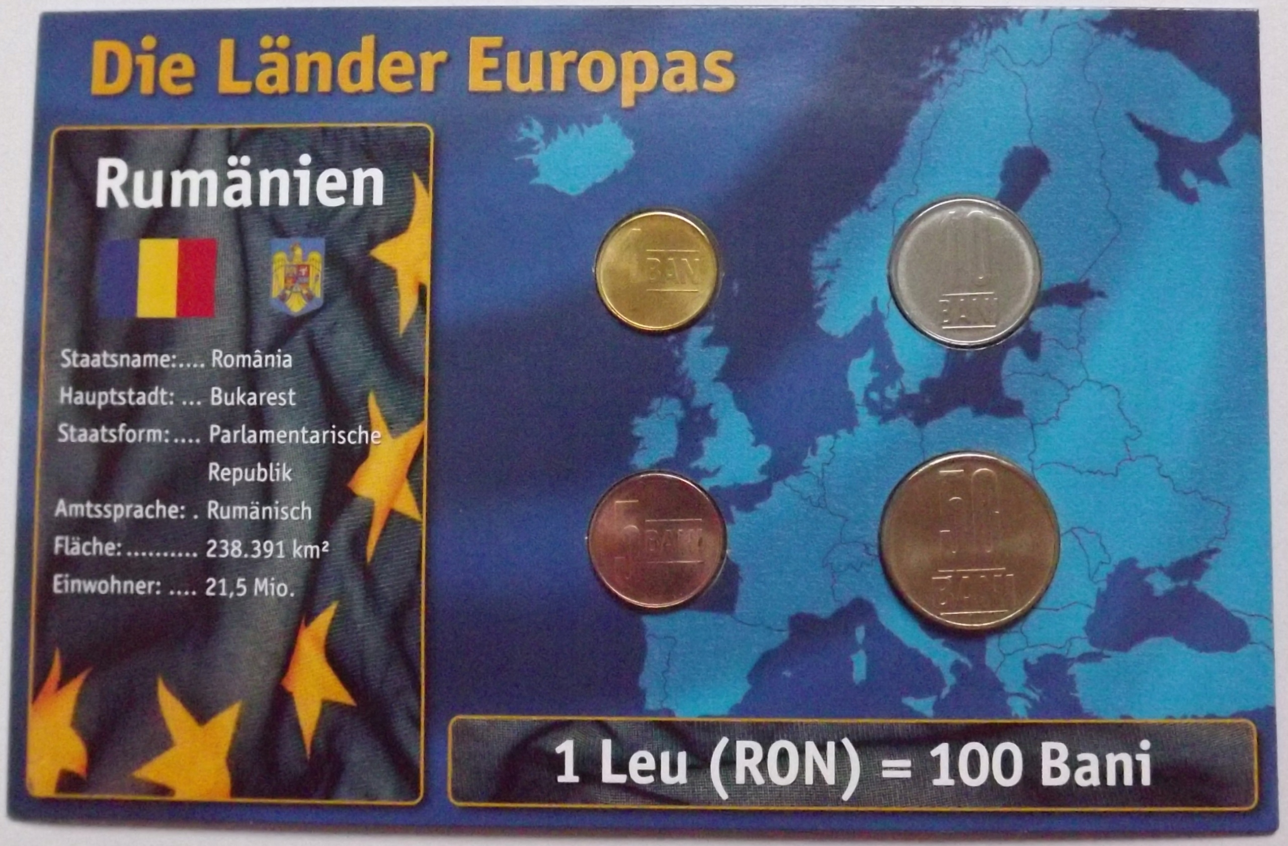 Rumunia 2007-2010 Set monet obiegowych Blister , 4 x UNC