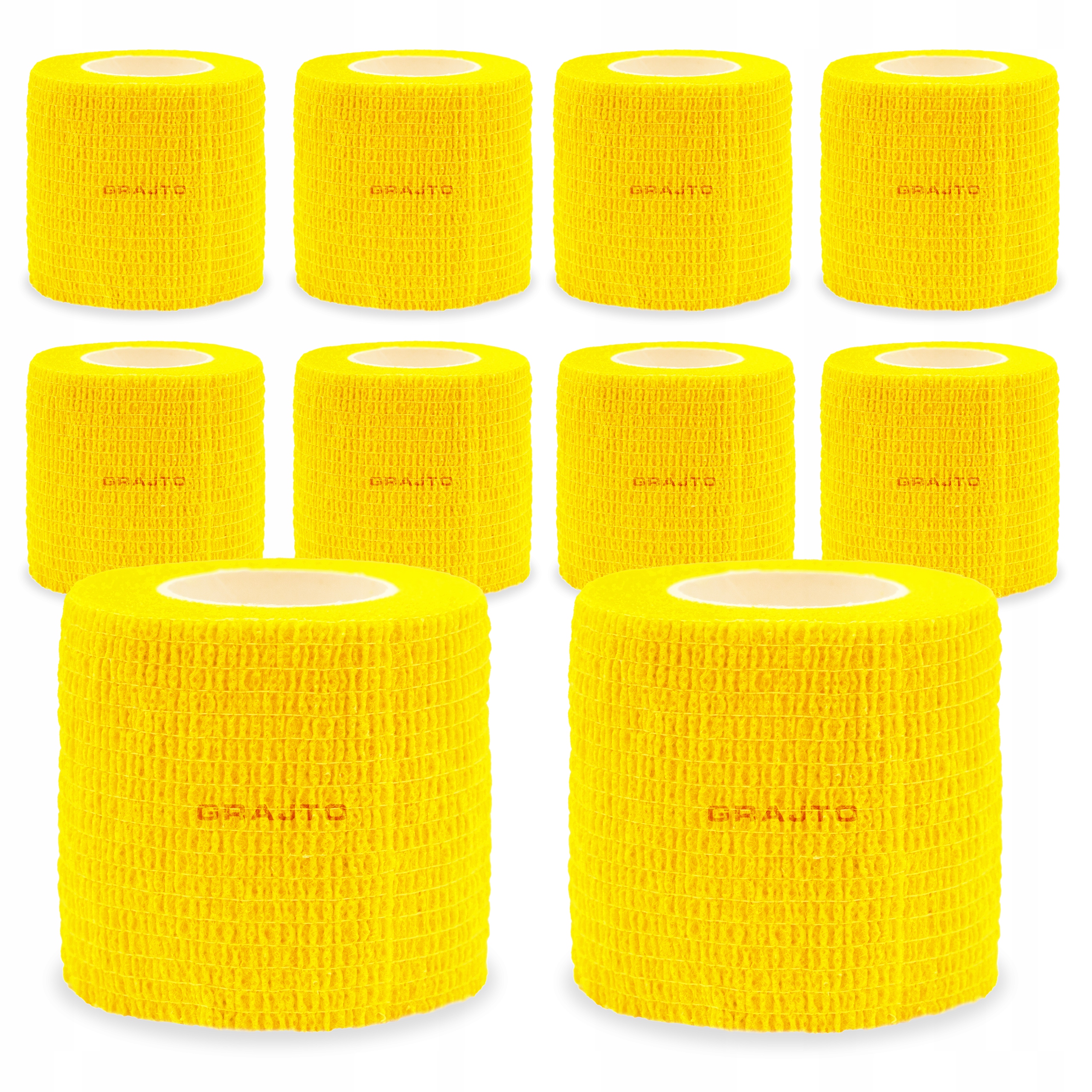 10x Bandaż Kohezyjny Samoprzylepny Taśma Do Getr Żółta 5cm x 4,5m