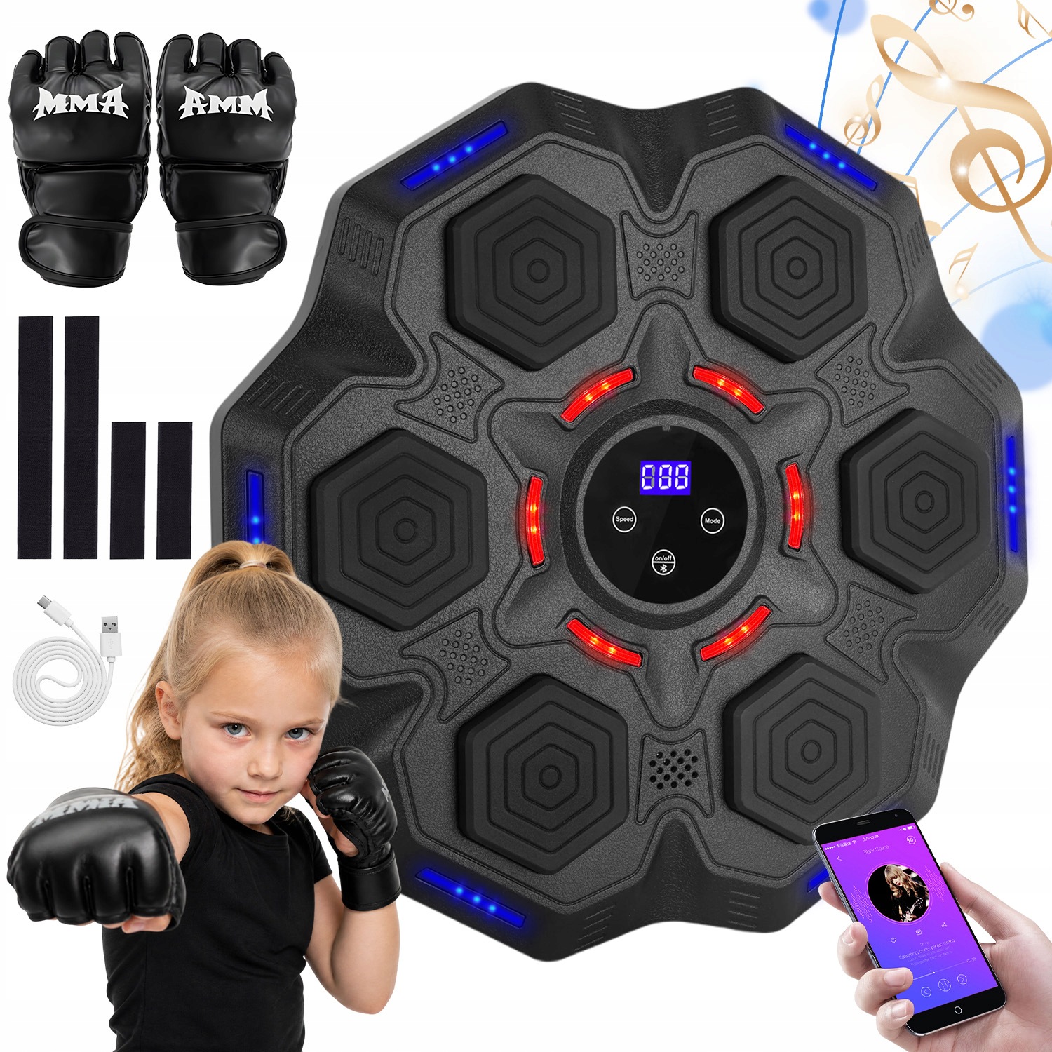 Music Boxing Machine Boxovací Stěna Hudební Štít Bluetooth Rukavice