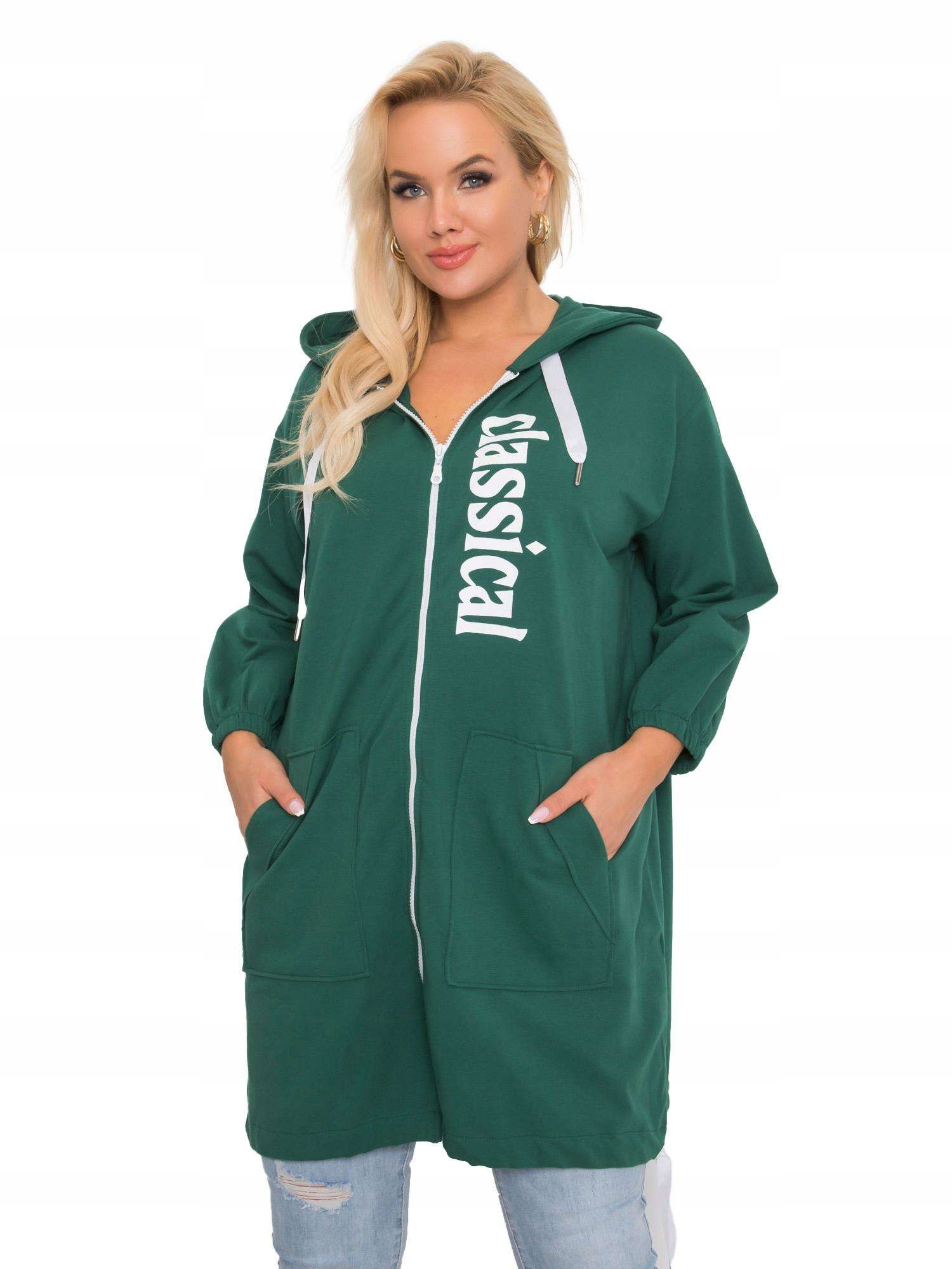 

Bluza Damska z kapturem Plus Size rozpinana napisy