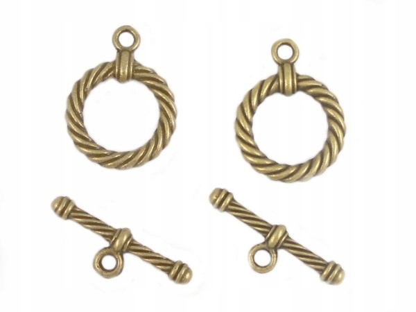 DS-122 Zapięcie Dekoracyjne Toggle Bransoletka 1,8cm zielona miedź 20szt