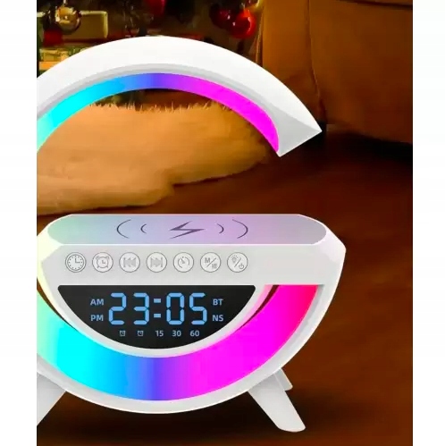 WIELOFUNKCYJNA LAMPKA NOCNA LED ŁADOWARKA RADIO FM BUDZIK GŁOŚNIK Moc 15 W