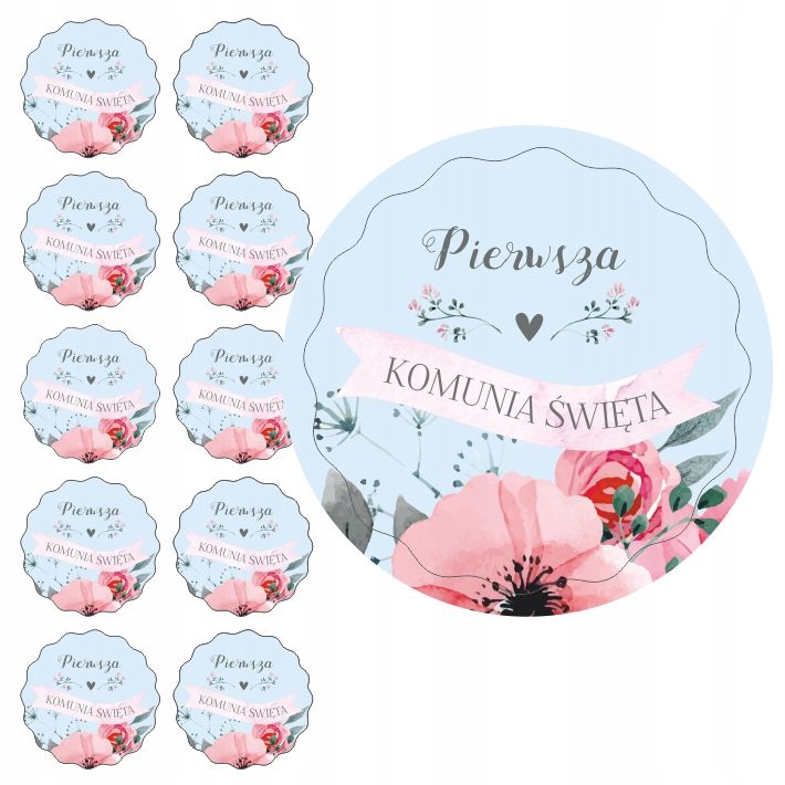 

Naklejki Pierwsza Komunia Święta 10 sztuk Komplet