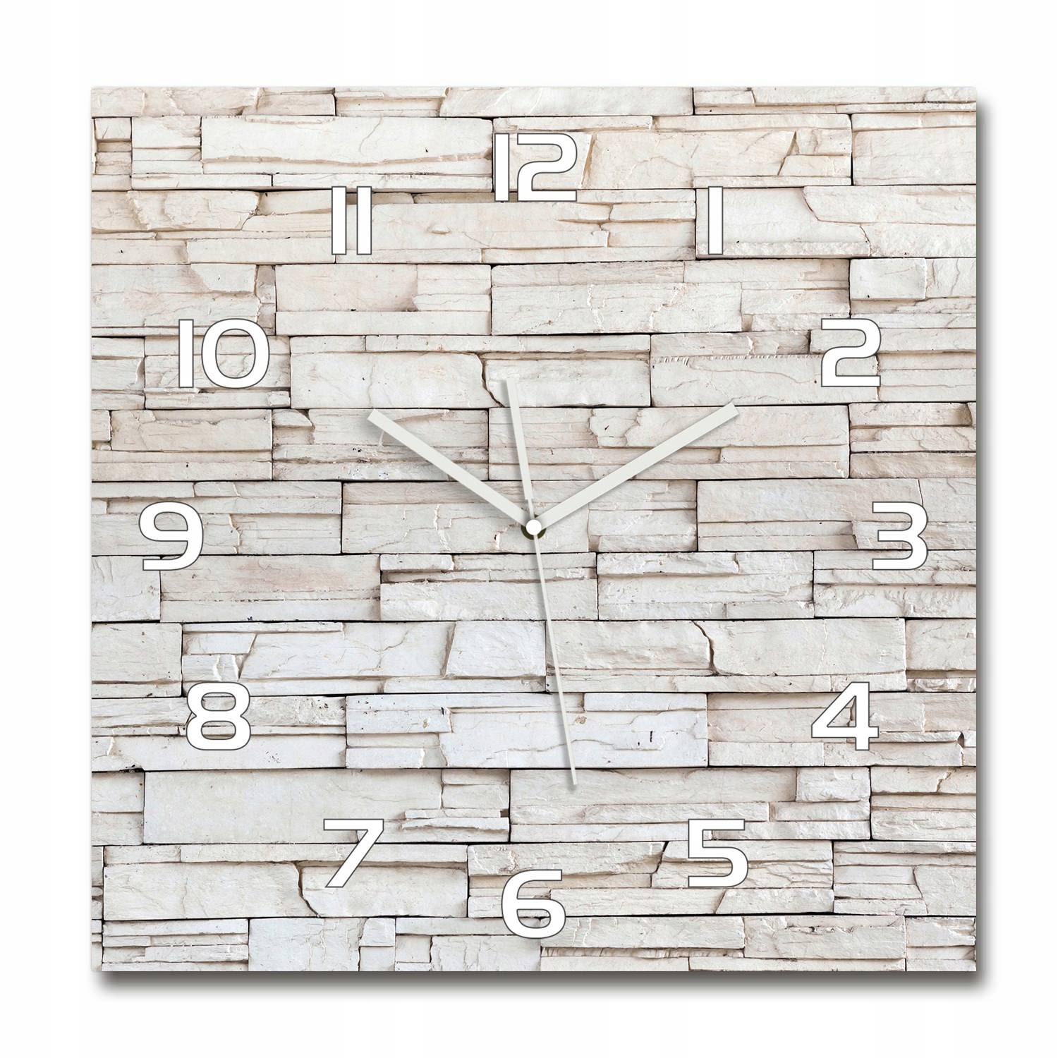 

Cichy szklany zegar Biała ściana kamień 60x60 cm