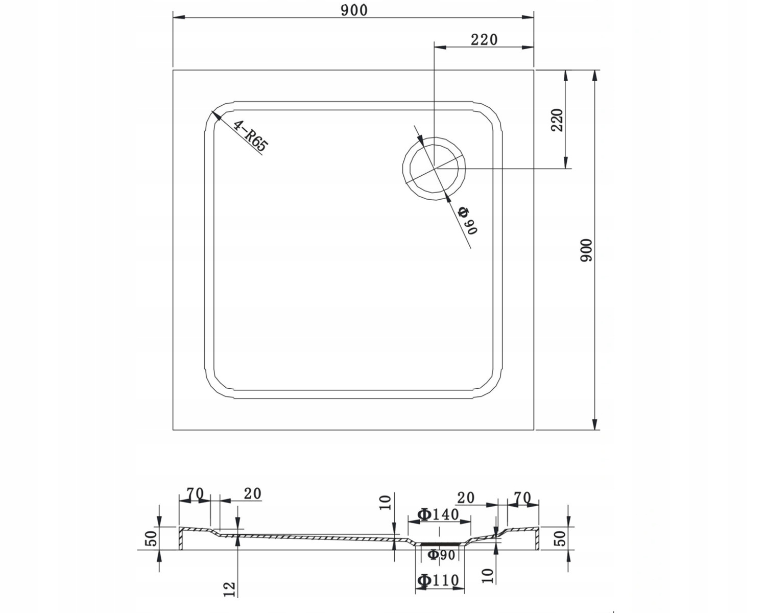 MEXEN RIO TRANS KABINOVÁ SPRCHA 90x90 + BYTOVÝ SPRCHOVÝ ZÁSOBNÍK Kratší strana 90 cm