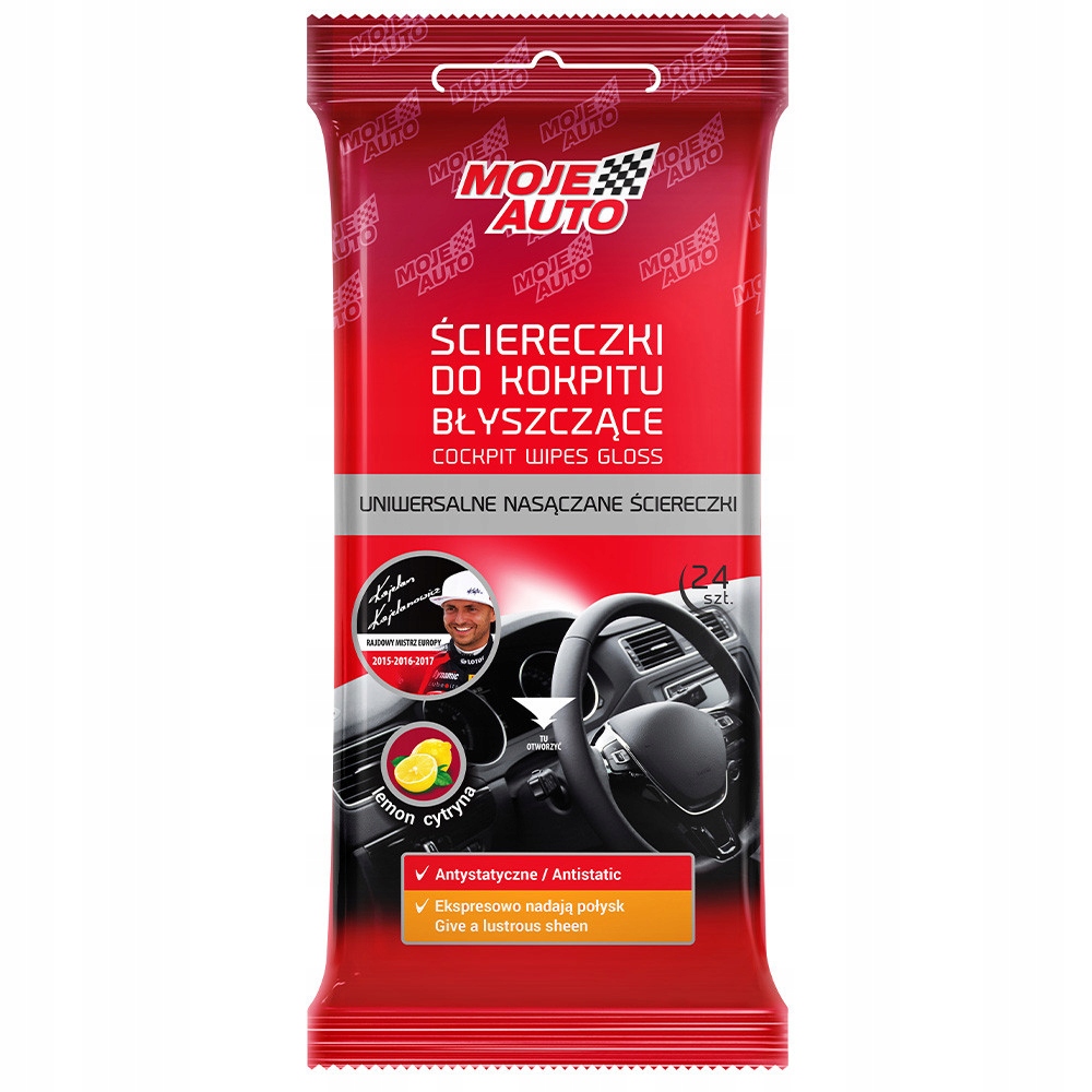 Ściereczki Do Czyszczenia Kokpitu Błyszczącego Moje Auto Cytryna 24 szt