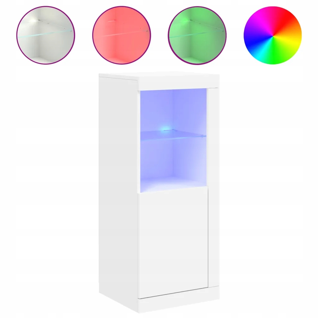 Moderní komoda s Rgb Led osvětlením, dřevěná, bílá, 41x37x100