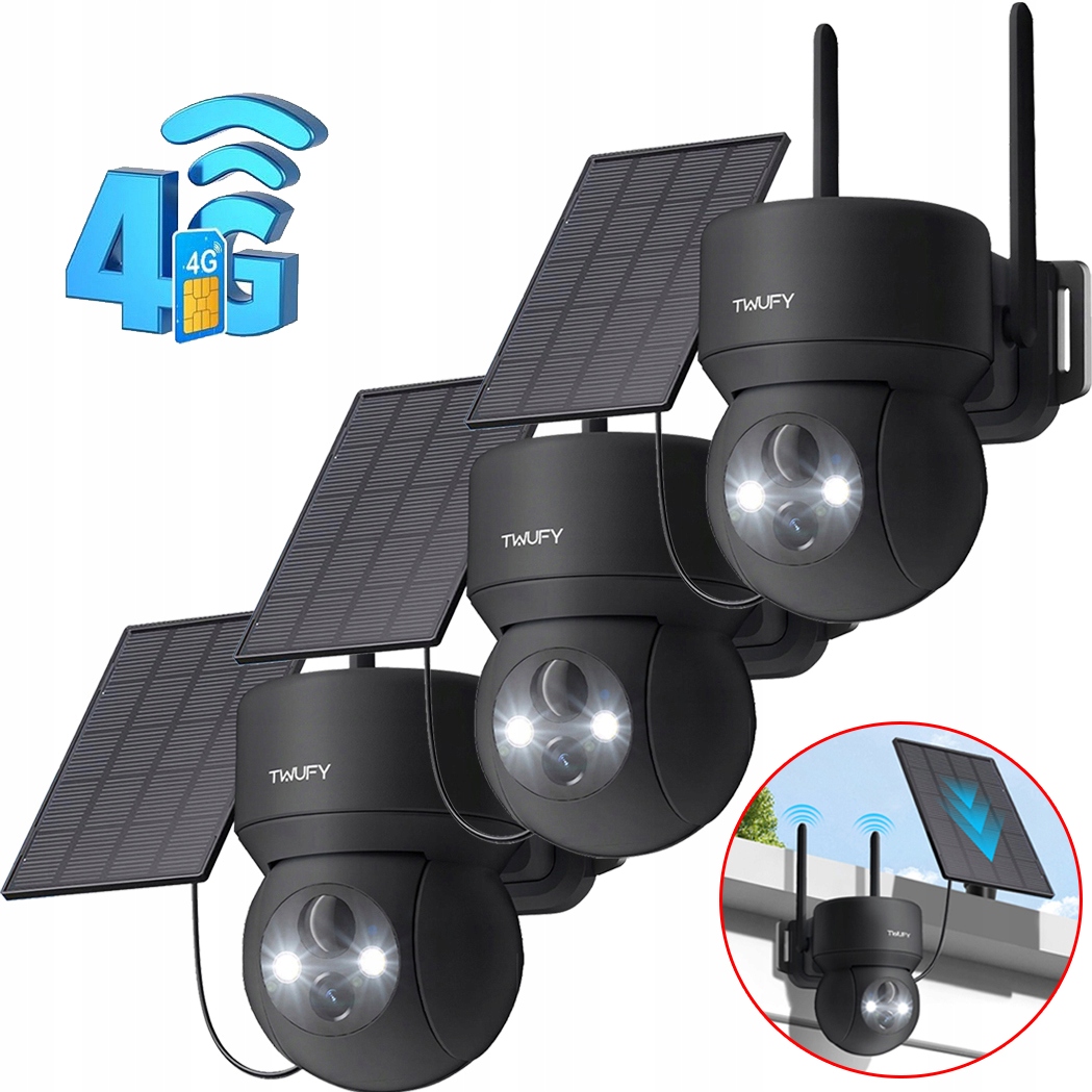 Venkovní Solární Kamera Smart Otočná Gsm 3G 4G Sim 2K 3MPx Full Hd 3ks