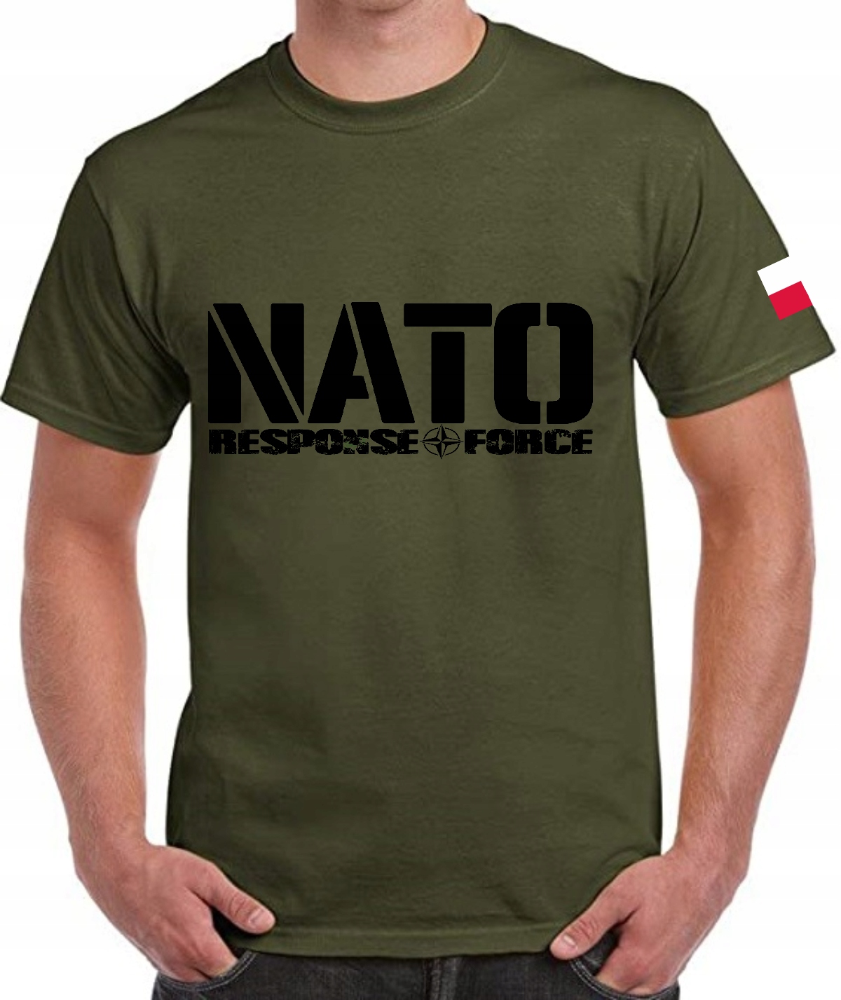 KOSZULKA MĘSKA NATO POLSKA FLAGA WOJSKOWA T-SHIRT