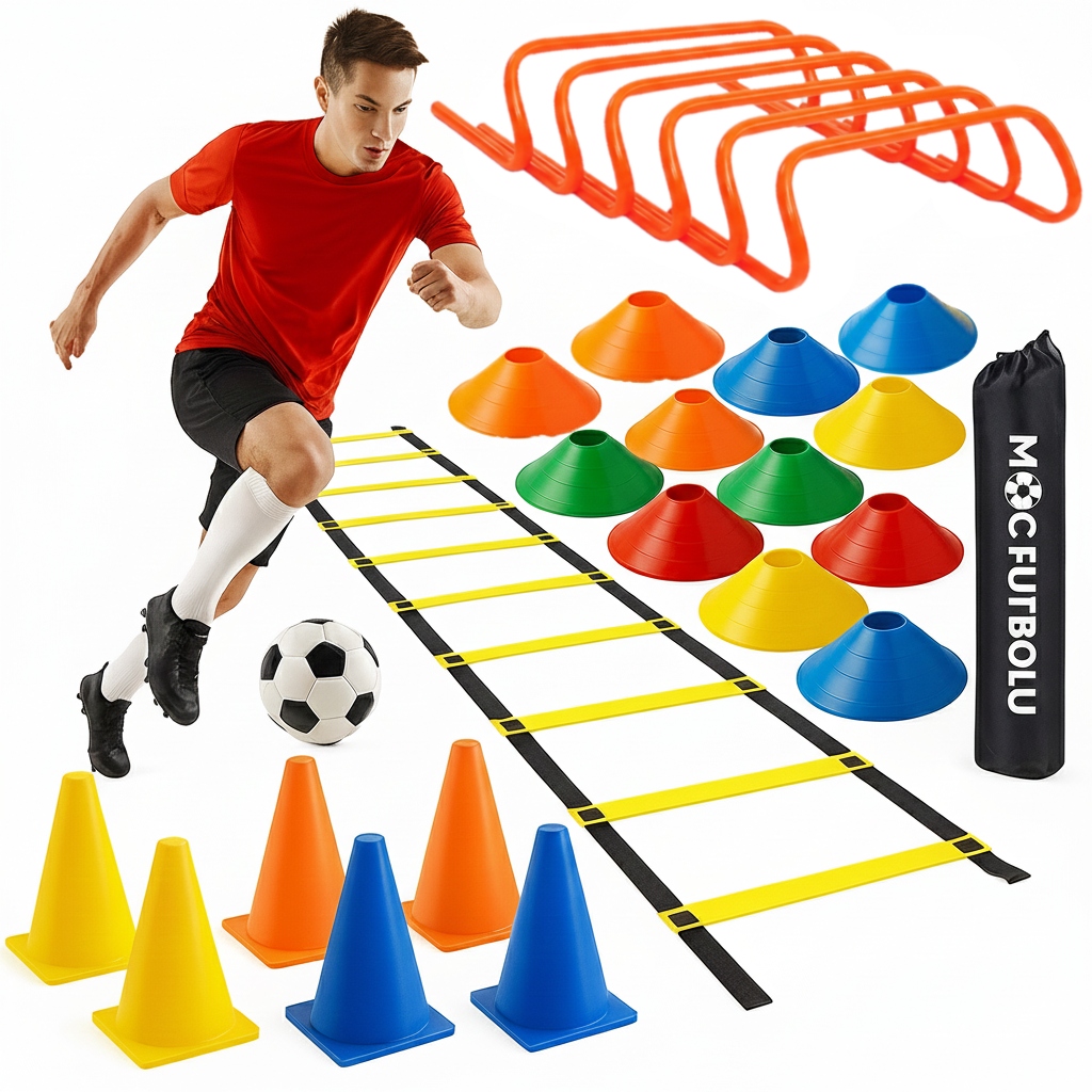 Zestaw Piłkarski Treningowy Drabinka Plotki Pachołki Moc Futbolu 25w1