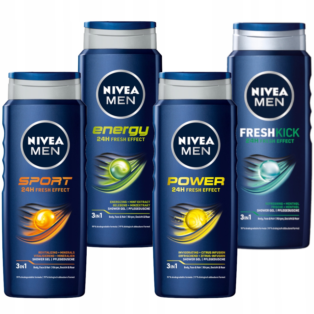 

Nivea Men Żel pod prysznic męski zestaw żele 4 szt