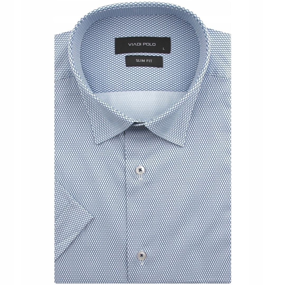 Koszula Męska Wizytowa do garnituru biała we wzorki R121