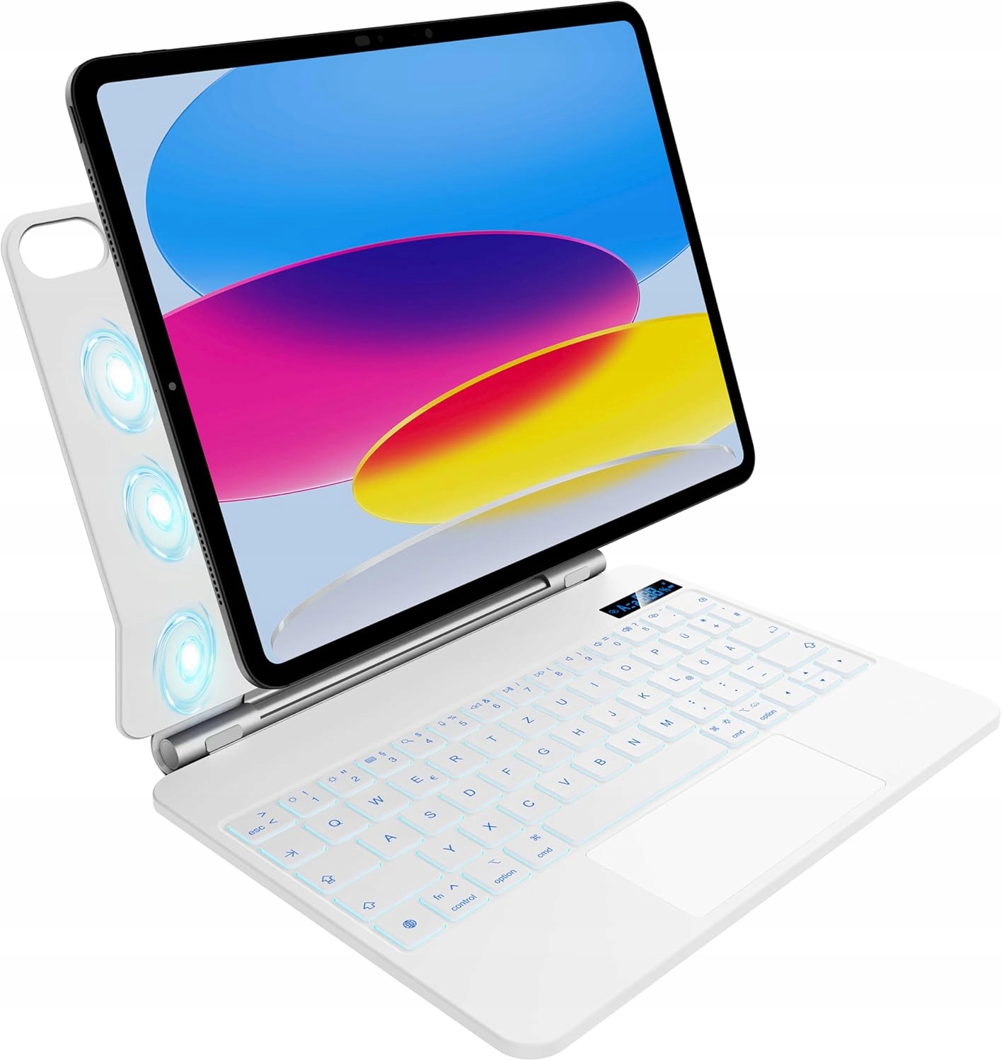 Puzdro s klávesnicou pre iPad 10 gen 10,9″ Nimin s touchpadom, biele Qwertz