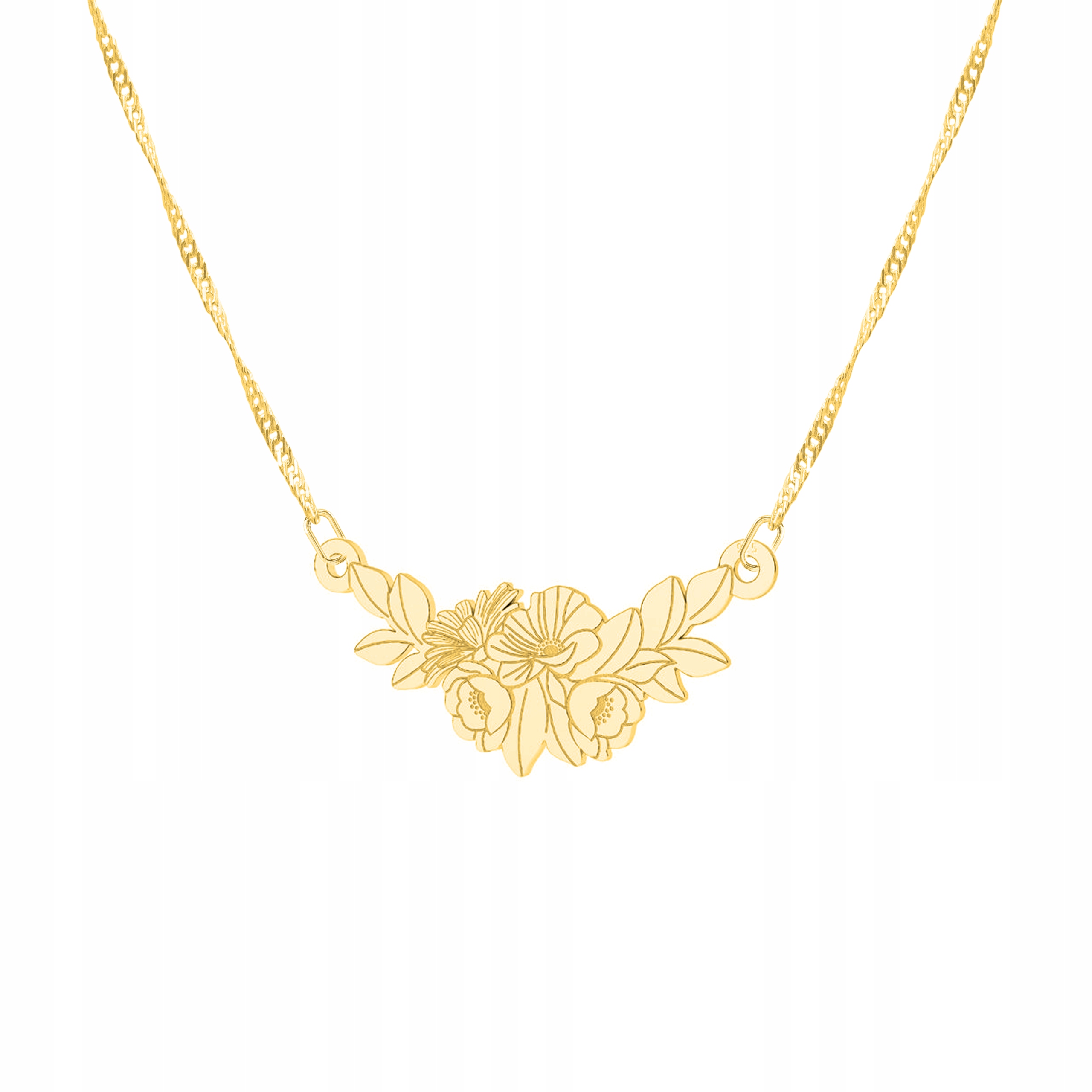 Řetízek zlatý náhrdelník 925 Kytice květů