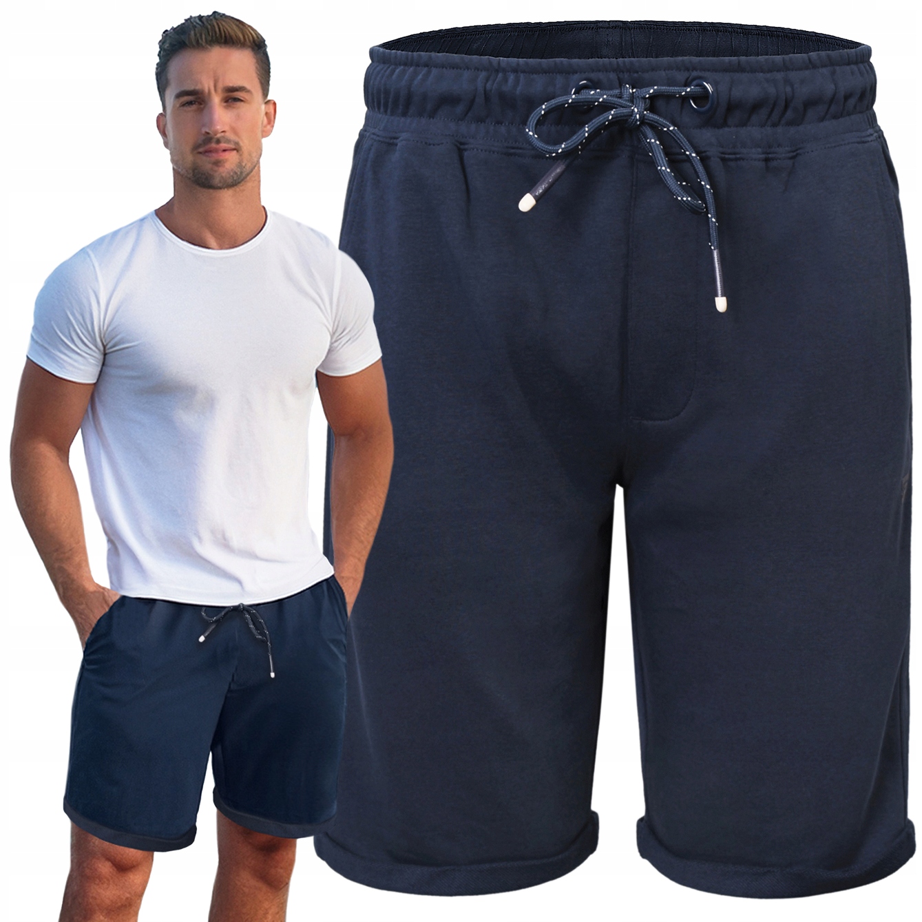 Krátké Kraťasy Pánské teplákové kraťasy Arabeska Tmavě modré L Pako Jeans