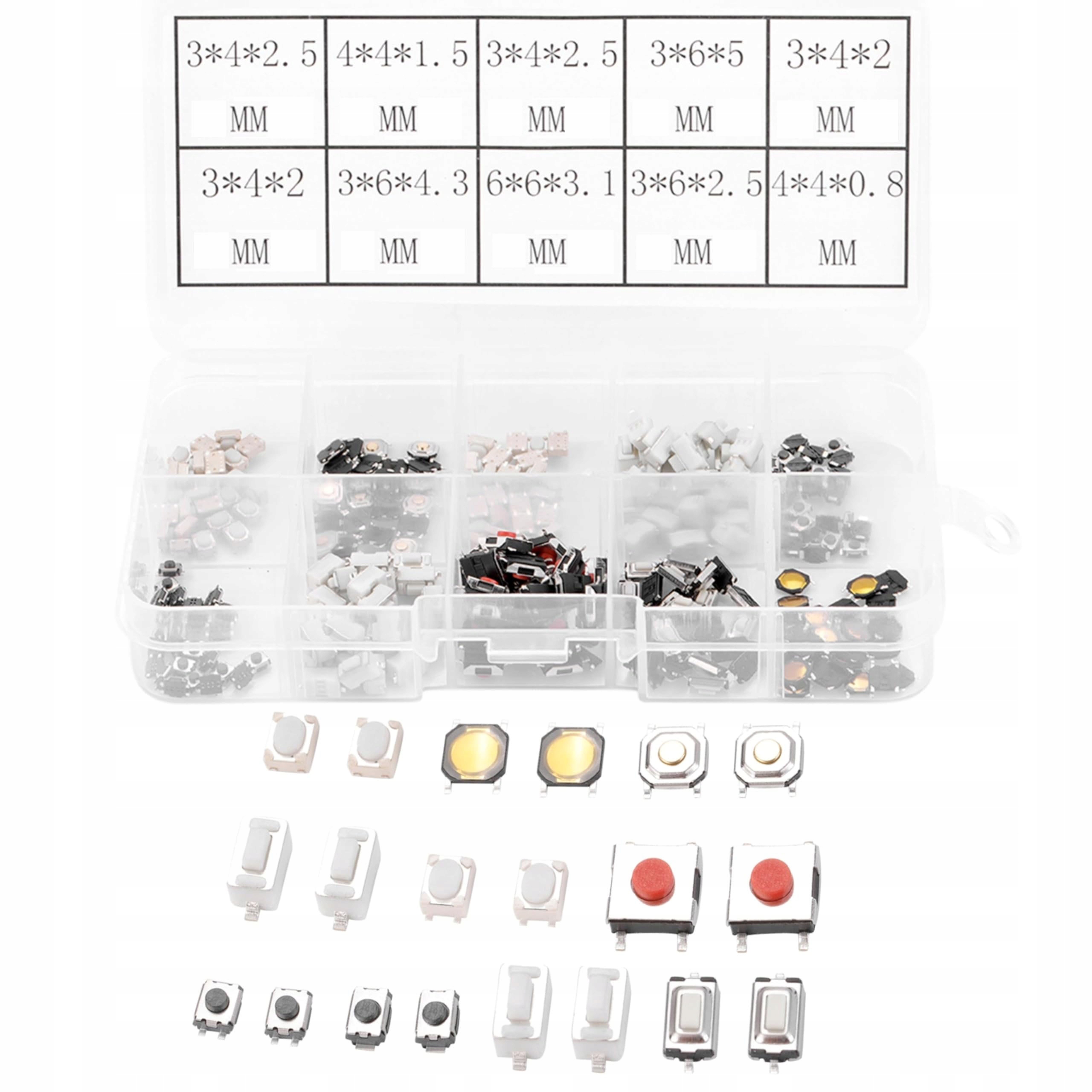 НАБОР КНОПОК SMD TACT SWITCH 250ШТ ДЛЯ ЭЛЕКТРОНИКИ