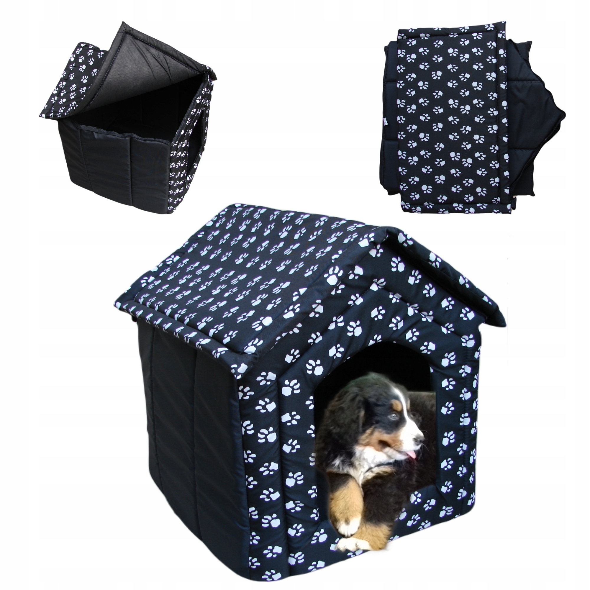 Levně Budka Z Materiálu psa a kočky Skládací Domeček střední bouda černá kotec XL R.3