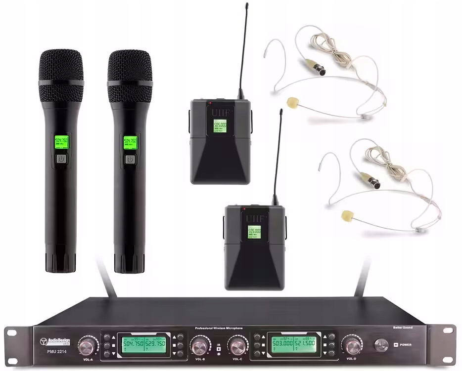 AudioDesign Pmu 2214 Hbp bezdrátový systém se 2 mikrofony a 2 headsety