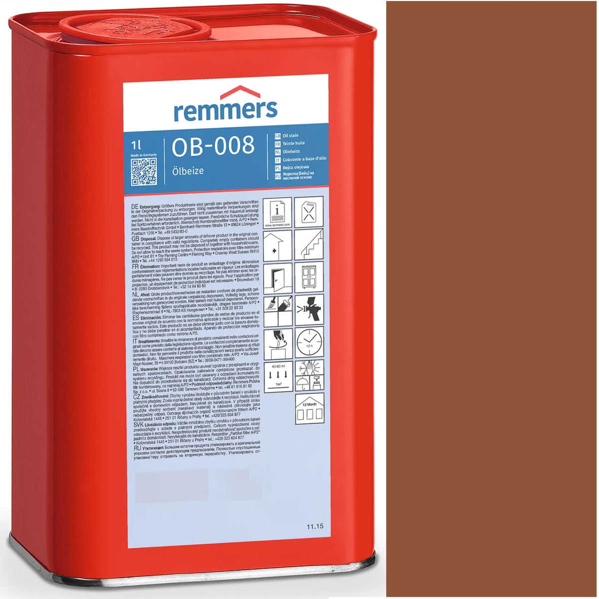 Remmers OB-008 1L Olejové mořidlo HWS-112 Teak