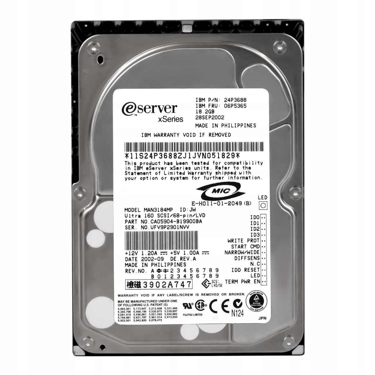 Ibm 06P5365 24P3688 18,2 Gb 10K 8MB Scsi U160 3,5'' MAN3184MP