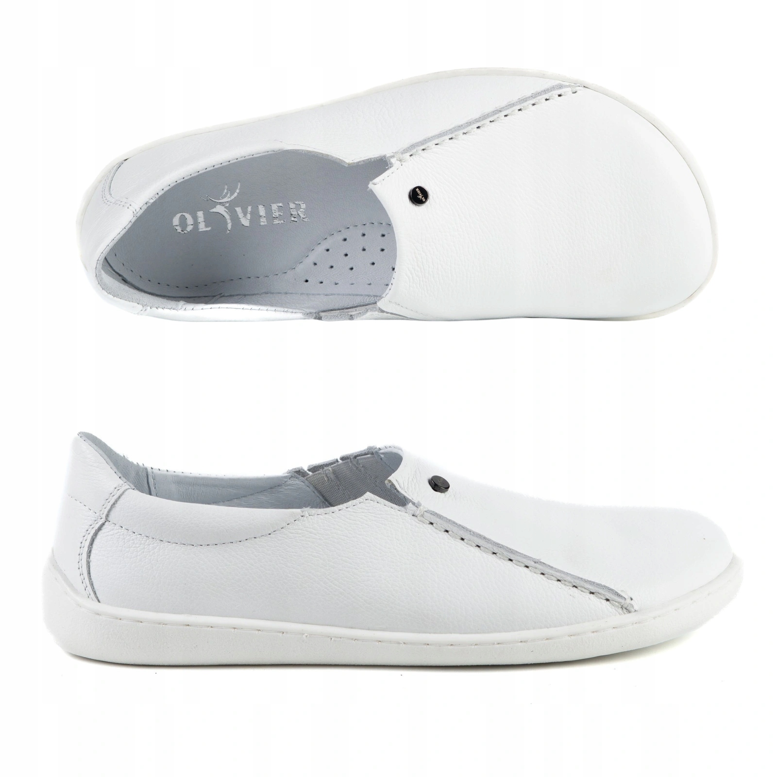 Dámské kožené barefoot boty slip on zero drop Sola široké bílé 39