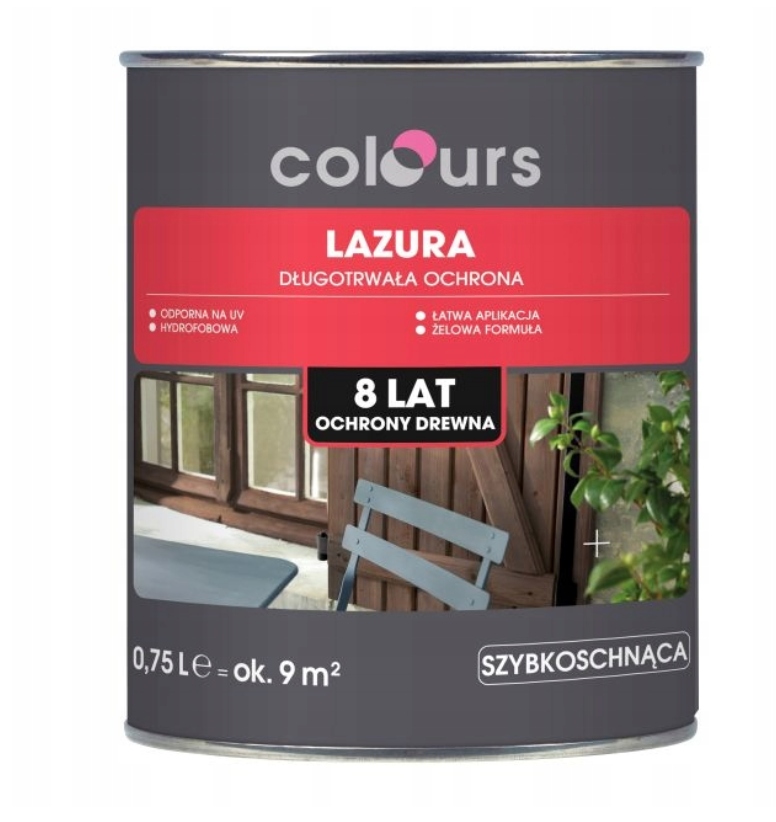 Lazura ochronna do drewna Colours 8 lat biały 0,75 l