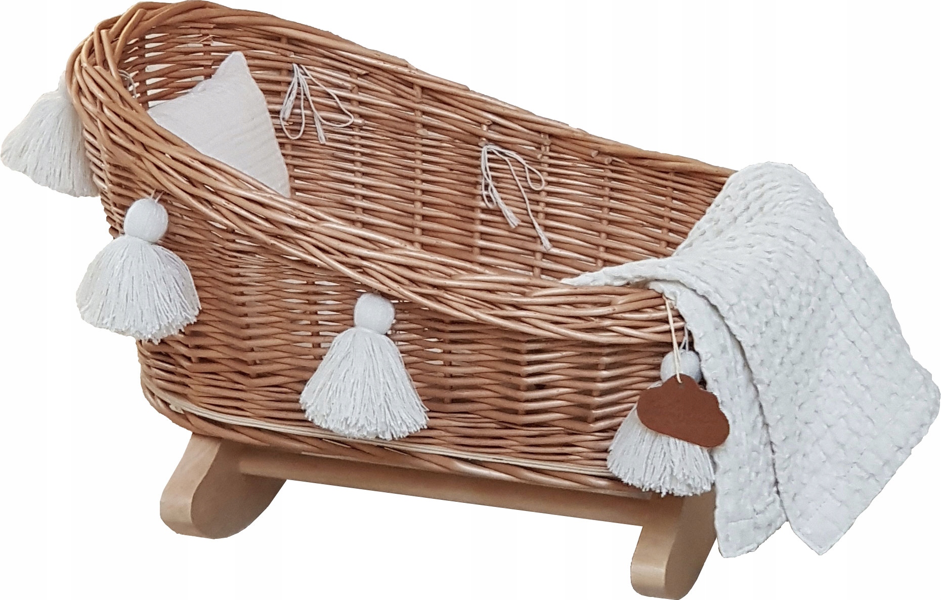 KOŁYSKA WIKLINOWA ŁÓŻECZKO DLA LALEK NATURAL