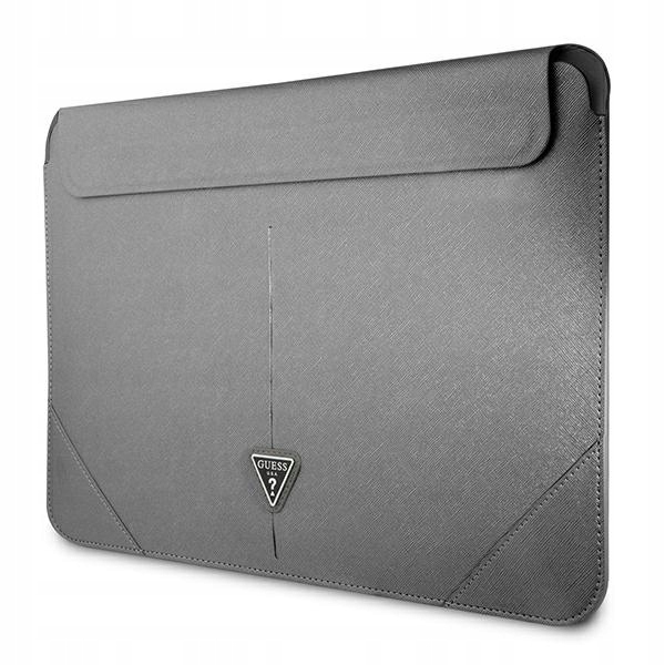 Guess Saffiano Triangle Logo Sleeve Pouzdro na notebook 13" 14" (stříbrné)