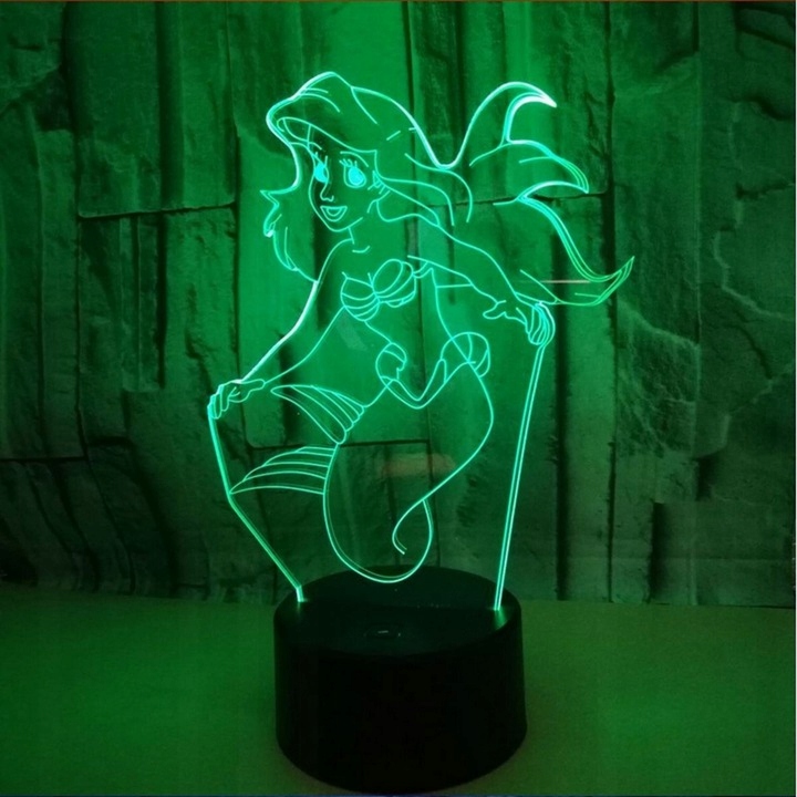 LAMPKA NOCNA 3D LED SYRENKA ARIEL USB + PILOT Tematyka, motyw SYRENKA ARIEL