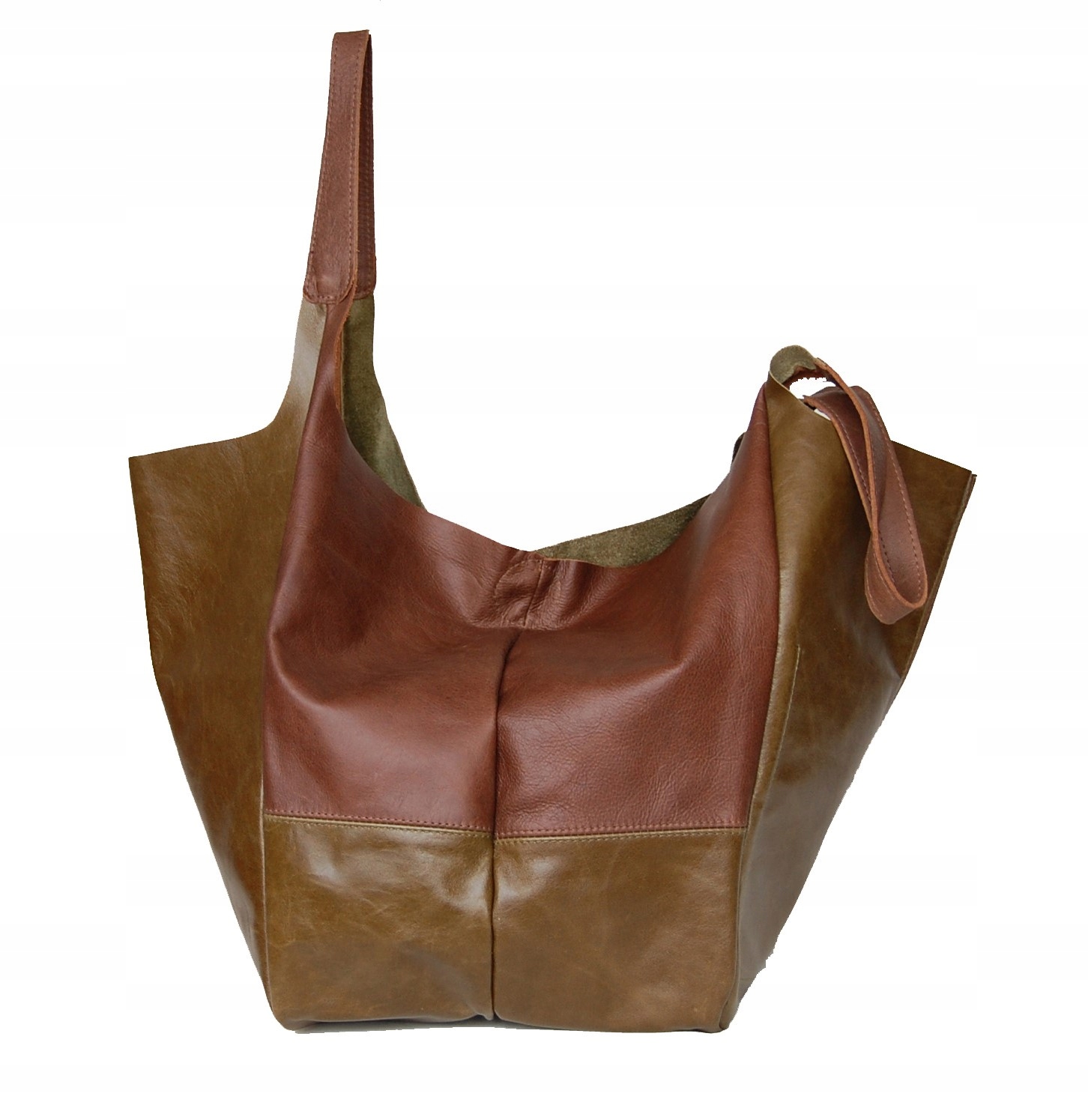 TOREBKA DAMSKA ZE SKÓRY NATURALNEJ - WOREK NA RAMIĘ XXL - SKÓRZANA TOREBKA Wielkość duża (mieszcząca A4)