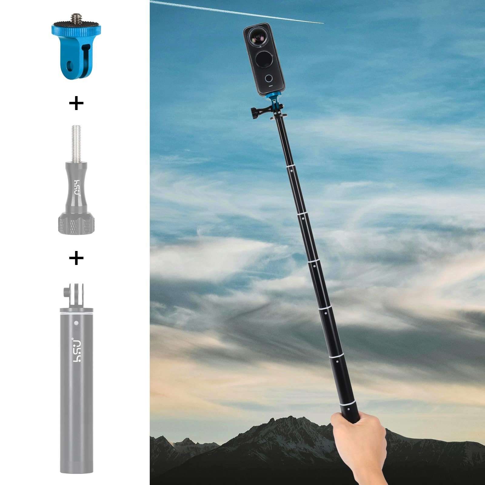 HSU Aluminiowy Adapter Stojaka Do Kamer Insta360 Sony SJCAM Xiaomi — miniatura 7