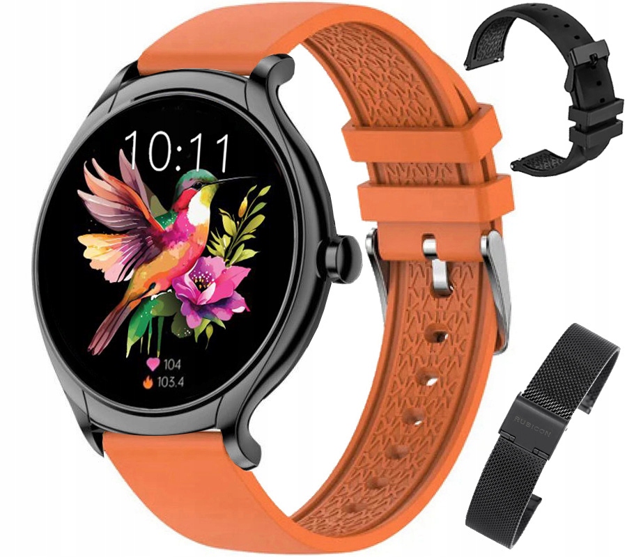 Dámské hodinky Chytré Hodinky Rubicon Černé 3 Řemínky Rozhovory Sen Puls Kroky