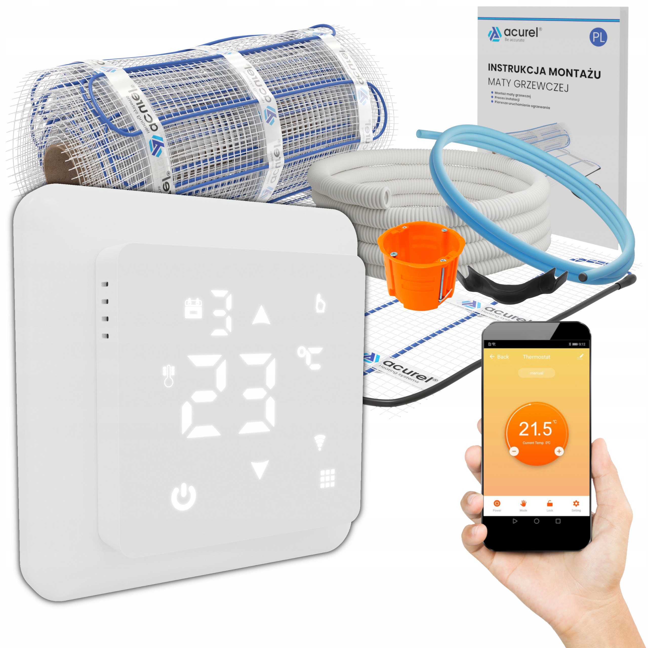 

Mata grzewcza 160W/m2 Termostat WiFi Zestaw 9m2