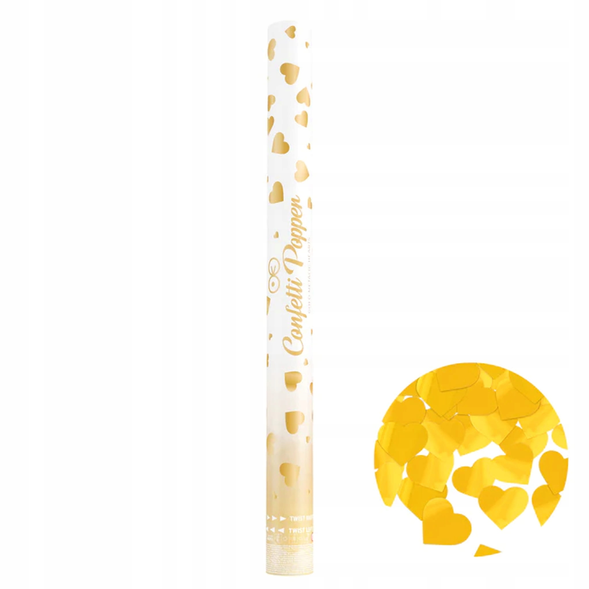 Tuba Konfetti serca metaliczne złote 60cm