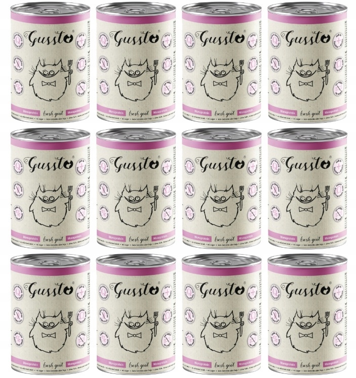 Mokra karma dla kota Gussto Cat Fresh Goat 12x400g Kozina