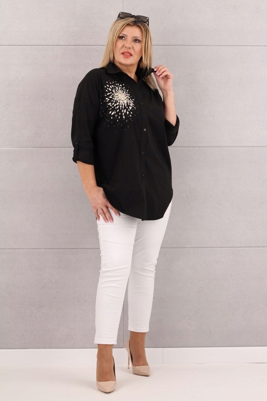 KOSZULA DAMSKA DUŻE ROZMIARY ELEGANCKA DŁUGA OVERSIZE STYLOWA GŁADKA Marka FEMIMODA