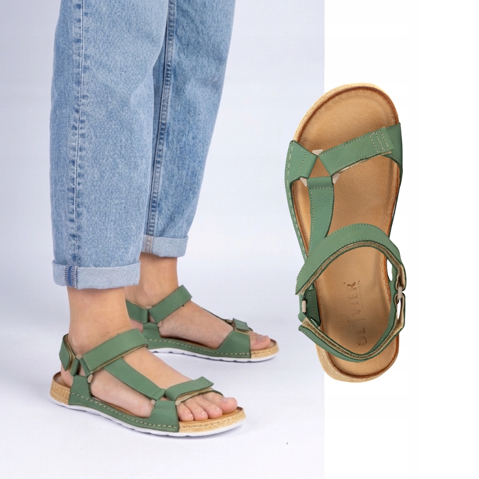 Dámské barefootové sandály Kallia kožené, zelené, velikost 39