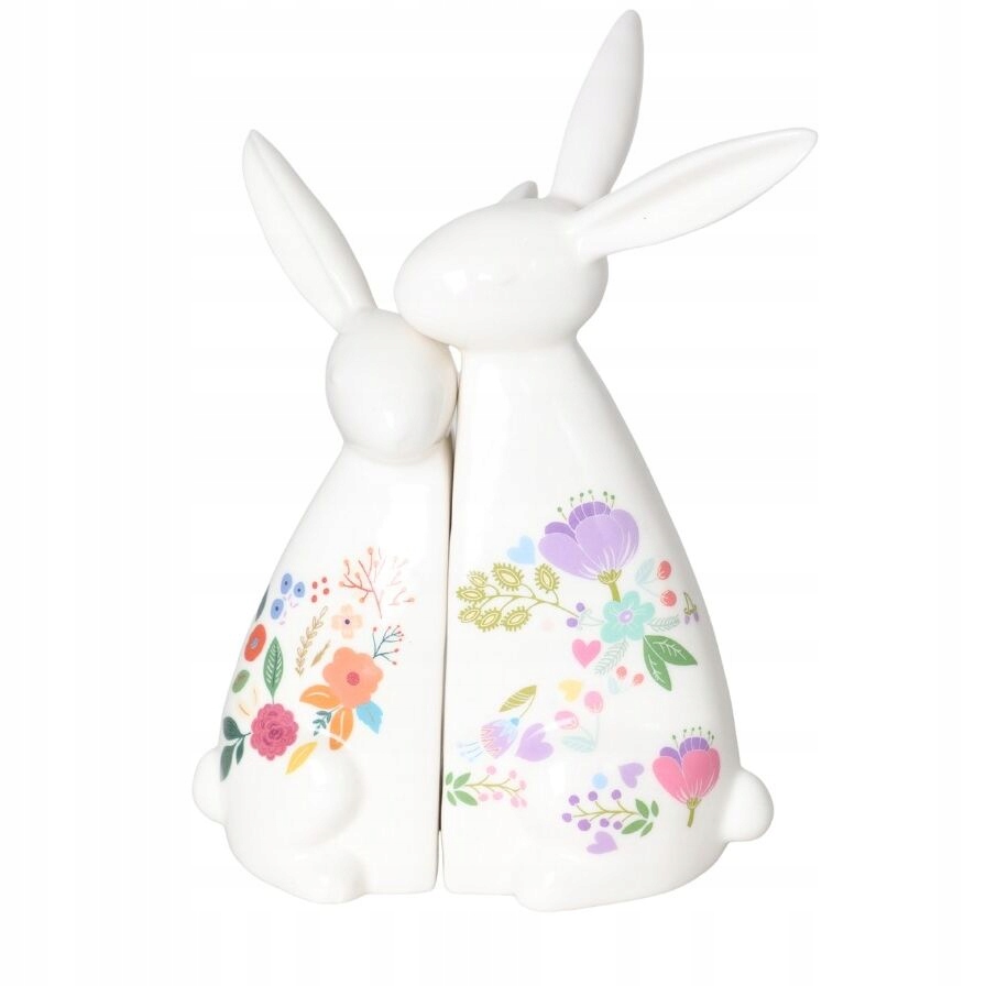 KPL.2 KRÓLIKÓW CERAMICZNYCH BIAŁYCH W KWIATKI