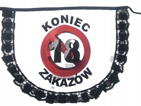 

Fartuch krótki z falbankami urodzinowy 18 30 40