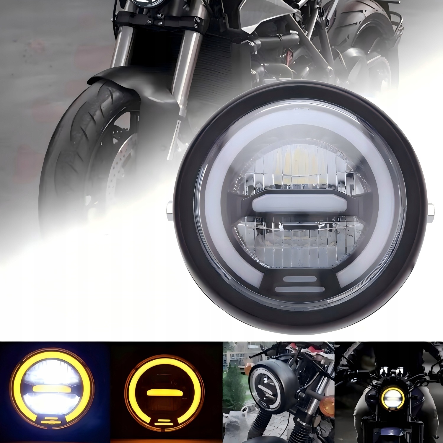 6,5PALCOVÁ Světlomet Světlo Přední Pro Motocykl 12V Univerzální IPX66