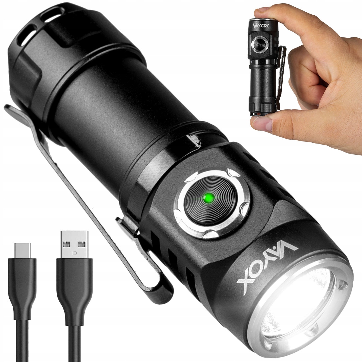 

Latarka Taktyczna Czołowa Usb C Mocna Pro Vayox