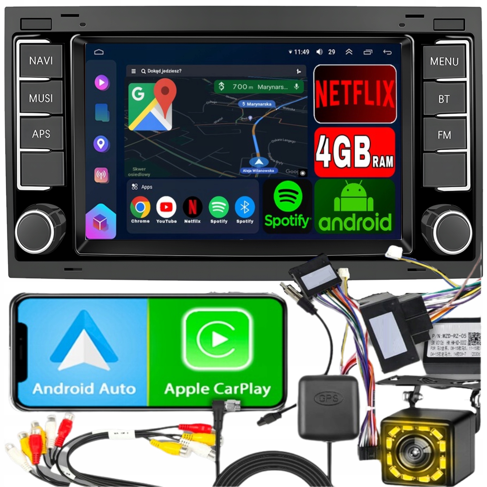 Autorádio pre Volkswagen Vw Multivan Touareg Android Gps Wifi Bt 4GB