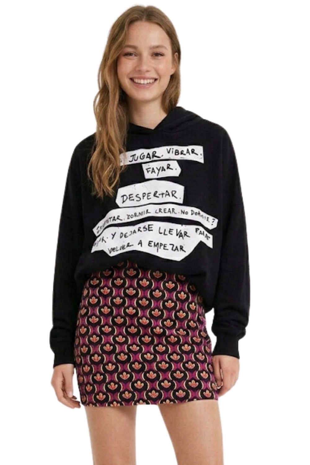 Sukně Desigual Lia s geometrickým vzorem bavlna vel.