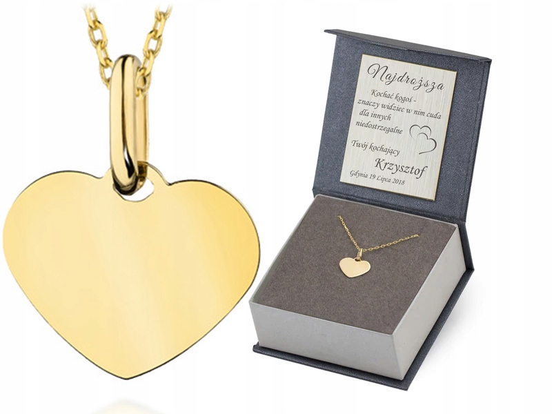 Zlatý Náhrdelník S Hvězdami 585 Celebrita Srdce Gravírování