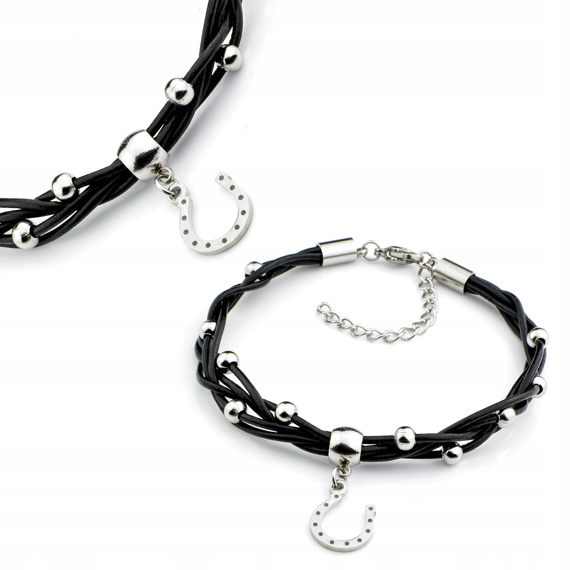 

Bransoletka Podkowa Skórzana Stal Chirurgiczna