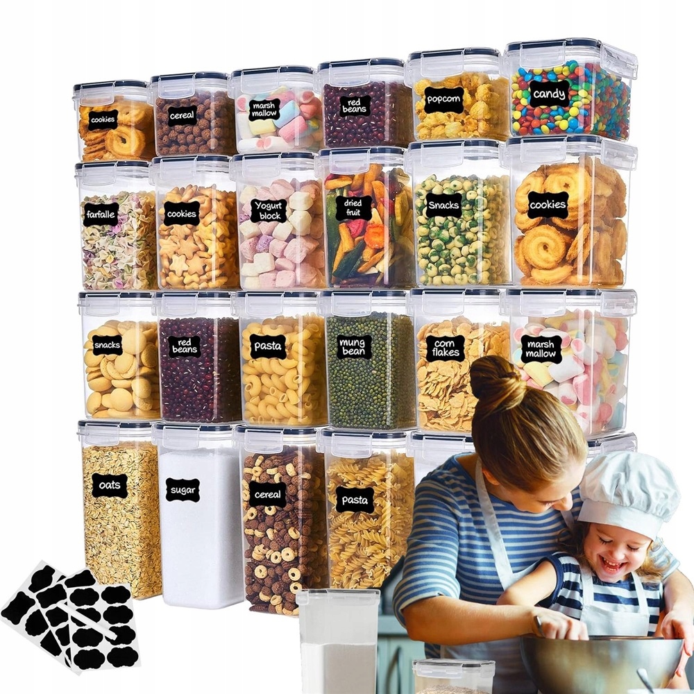 Hermetické Úložné Boxy Na Potraviny 24 Ks Samolepka