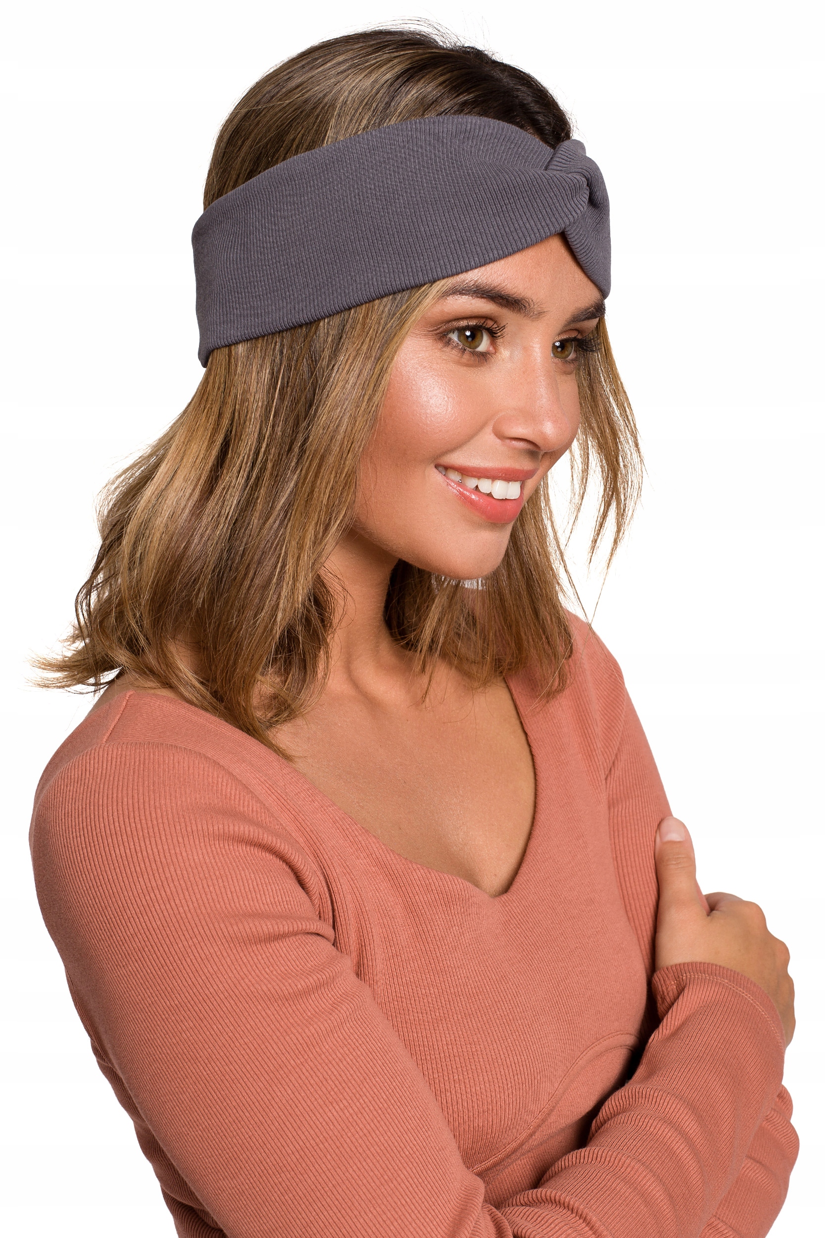 DZIANINOWA OPASKA z PRZEPLOTEM ONE SIZE Kolor szary