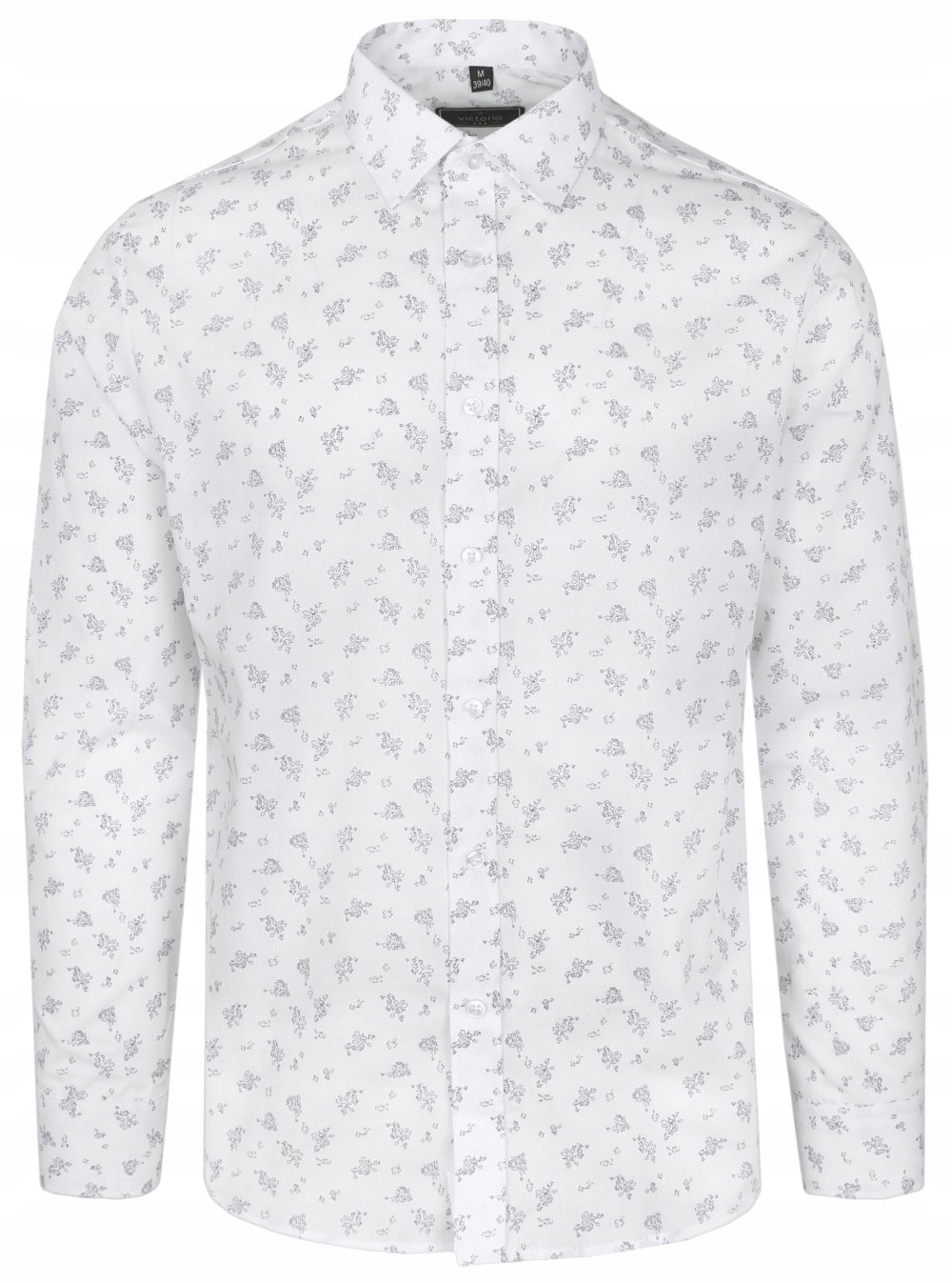 Bílá košile s květinovým akcentem 44/182-188 (Slim)